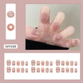 Rosa Cat-Eye Kunstnägel mit Glitzerherzen und French-Tips Design im 30er-Set - Punkt Herz (Mit Kleber)