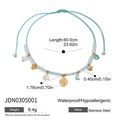 Hellblaue Perlenkette mit Anhängern aus Edelstahl wie Schmetterling und Herzmotiv - Hellblaue Perle Charm Stil (JDN0305001)