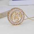 Macro shot of 18k gold plated necklace with marquise zircon and family figure pendant - 2 Girls 1 Boy (NA04-1)