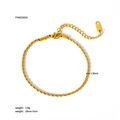 Chevillère chaîne corde en acier inoxydable doré de 1,9 mm avec fermoir mousqueton - Chaîne Torsadée 1.9mm (YYA023033)
