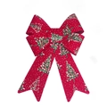 Red PVC Christmas bow with white dots and green tree prints for holiday decoration - 10*15cm / Red Christmas Tree Style