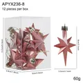 Pink matte octagonal star Christmas tree ornaments set of 12 for Nordic festive decor - Rose Gold Octagonal Star / 12pcs