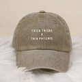 Retro washed khaki baseball cap with white embroidered text on soft plush background - One Size / Khaki