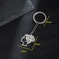 Silver metal keychain with 25mm female silhouette pendant and 25mm keyring - 096-Woman Silhouette