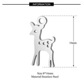 Silver stainless steel deer pendant charm with triple cutout design measuring 8x16mm - Deer Charm
