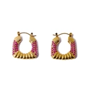 Square 14K gold plated titanium earrings with pink cubic zirconia stones - Gold/Pink Zirconia