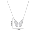 Collar de mariposa plateado con circonitas, dimensiones 27,4 mm alto y 31,4 mm ancho - Estilo Mariposa Color Acero (A362)