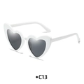 Chic heart-shaped sunglasses with white frames and dark gray lenses for fashion style - White Frame Gray Lens