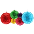 Colorful paper fan set including red green yellow purple pink and blue decorative fans - Solid Rainbow Color
