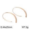 Orecchini a goccia a U in oro rosa minimalisti da donna, design lineare elegante 44x25mm - Stile Gancio Lungo (KE101477-K) / Oro rosa