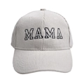 Berretto da baseball in velluto a coste beige con ricamo MAMA nero per le madri - Stile MAMA / Beige
