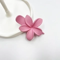 Pink matte frangipani duckbill hair clip for women with an elegant floral design - Rubber Paint Side Clip Pink
