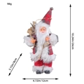 Père Noël décoratif en tenue à carreaux rouge et gris avec dimensions pour la vitrine - Chapeau en Faux Lin à Carreaux