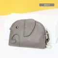 Monedero de cuero gris con forma de elefante y llavero con textura de piel de litchi - Gris
