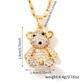 Detailed view of micro-pave bear pendant dimensions with size and weight annotations - Gold/Clear Zirconia