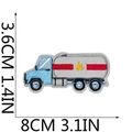 Close-up of fuel truck embroidered patch showing 8cm length and fine needlework detail - Tanker Truck