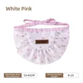Handmade pet collar featuring pink floral pattern with adjustable strap and leather logo - Polka Dot Floral / White Pink