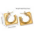Macro detail of 18k gold plated geometric square earrings showing 2.4cm size and weight - Square Style