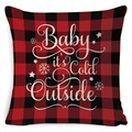 Housse de coussin Noël à carreaux rouges et noirs avec texte Baby it's Cold Outside - A-3 / 45*45cm Housse + Garnissage