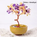 Citrine and amethyst crystal money tree ornament on ceramic base for home office decor - Ametrine (Yellow Ceramic Cup)