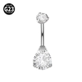 Piercing de ombligo en titanio G23 con circonita de lágrima y plata - Circonita Blanca