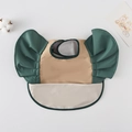 Waterproof baby bib with frilled sleeves and large spill pocket in green and beige - Wings - Brown And Dark Green / One Size