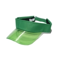 Detail view of the green fluorescent sun visor with adjustable strap and washing label - Green