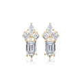 Macro di orecchini in argento S925 con zirconi cubici a taglio smeraldo e marquise lucidi - Zirconia Bianca