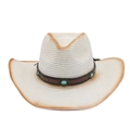 Sombrero de vaquero de paja bohemio con banda de turquesa y cuerda cortavientos - Talla única (Degradado) / Blanco (Con Cuerda Turquesa)