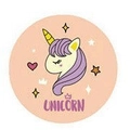 Foldable hairbrush with mirror featuring a colorful cartoon unicorn sticker design - Purple Pony