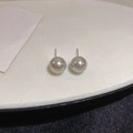 Pendientes minimalistas con perlas grises redondas y aguja de plata de estilo retro - Estilo Aguja de Plata Gris / 10mm