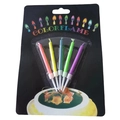 5-pack colorful birthday candles with color flame on black card packaging - 5 Pcs (Black Card Pack)