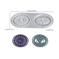 Dual-cavity mandala pattern resin mold with measurements for DIY round coasters - NO.3 Hollow Double Cavity Coaster / Silicone Mold