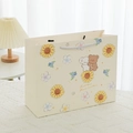 Cream cartoon gift bag with sunflower and bear illustration plus blue rope handle - Medium (Single) / Yellow Bear