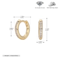 Detailed dimension guide for gold S925 silver earrings with 5A grade zircon stones - 925 Silver / 925 Silver Yellow Gold Plated - White