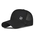 Casquette de baseball en mesh noir à séchage rapide avec écusson brodé et protection solaire - Réglable / Noir