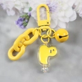 Yellow keychain set with chunky chain, bell and acrylic pendant on floral background - 5126-3 Yellow Irregular