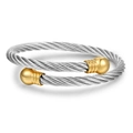 Streetstyle roestvrijstalen gedraaide kabelarmband met gouden kralen accenten - ZJ6017-Gevlochten Goud