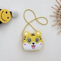Cute yellow tiger-shaped cartoon crossbody bag for kids with yellow woven shoulder strap - Yellow