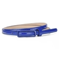 Slim glossy bright blue faux leather waist belt with matching rectangular pin buckle - Royal Blue