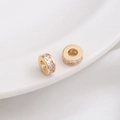 Macro view of 14K gold filled wheel spacer bead with cubic zirconia stones for DIY jewelry - Style 3 / 7x3mm / 14K Gold
