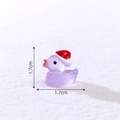 Mini purple resin Christmas duck with red hat for DIY micro landscape decor, 1.7cm size - Luminous Light Purple