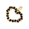 Detail of heart pendant with gold plating, black baguette stones and cubic zirconia - Gold Black Zirconia