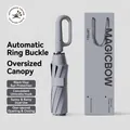 Gray automatic folding umbrella with carabiner handle and UPF50+ sun protection - Extra Large 20 Ribs - Buckle Series / Mist Grey