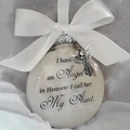 Memorial Christmas ornament with white ribbon and angel charm for aunt in heaven - My Aunt