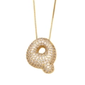 Gold-plated letter Q pendant necklace with white cubic zirconia on a box chain - Letter Q / Gold