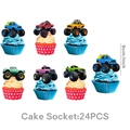 Set of 24 monster truck cake toppers and cupcake inserts for themed party decorations - Cupcake Toppers 24PCS