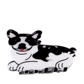 Pinza per capelli a forma di bulldog francese bianco e nero in acetato per coda di cavallo - Bulldog Bianco e Nero (D11-3-24)