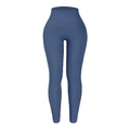Leggings de yoga sans couture bleu foncé à taille haute et texture côtelée sport - Bleu