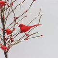 Artificial red cardinal bird Christmas ornament with clip on festive branch - Small Feather Clip Style / Red